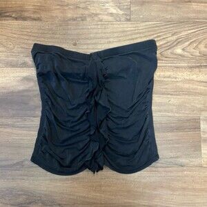Vintage Forever 21 Tube Top Womens Size L Black Ruched Strapless Going Out